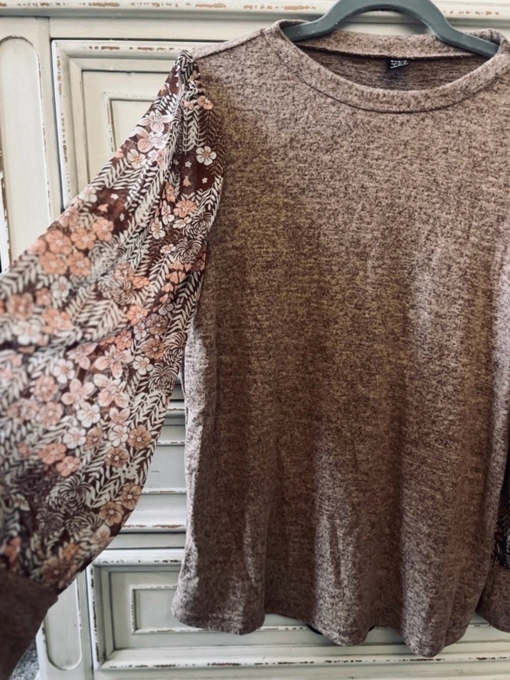Lace-Sleeve Knit Pullover Top in Blush - Picture 2 of 3